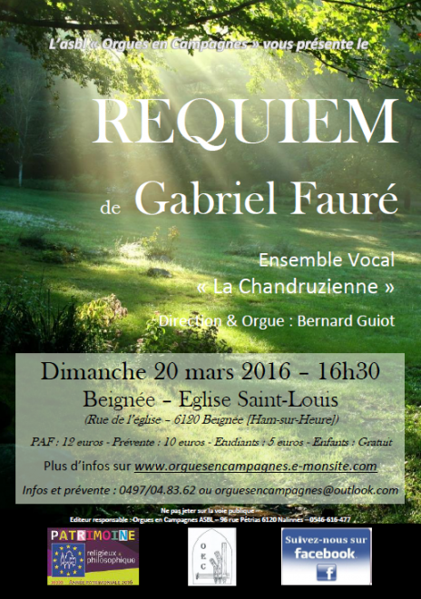 Affiche Requiem Fauré 20-03-2016 Beignée